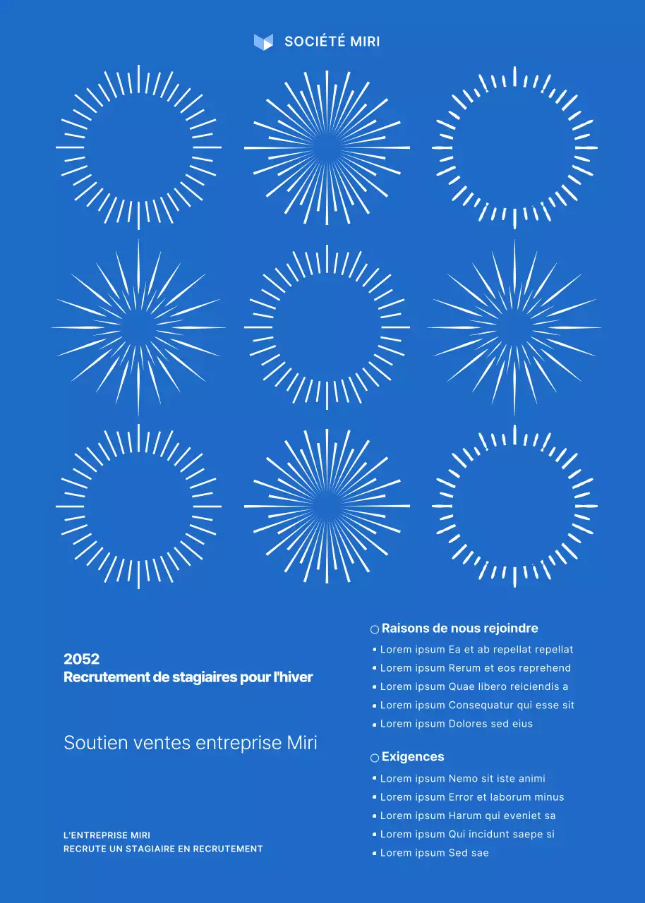 Formes géométriques bleues et blanches Annonce de stage d'hiver