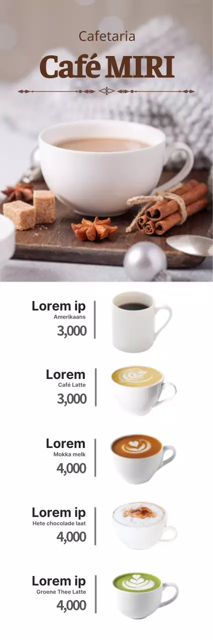 Bruine foto koffie café menu advertentie