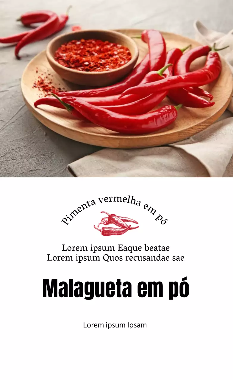 Rótulos de alimentos com ilustrações fotográficas a vermelho