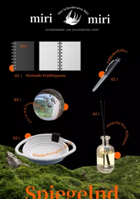 Schwarzes und einfaches Branding für Büroartikel