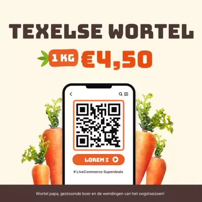 Promoot een livestream van een super speciale aanbieding op Jeju wortelen met eenvoudige oranje en bruine kleuren