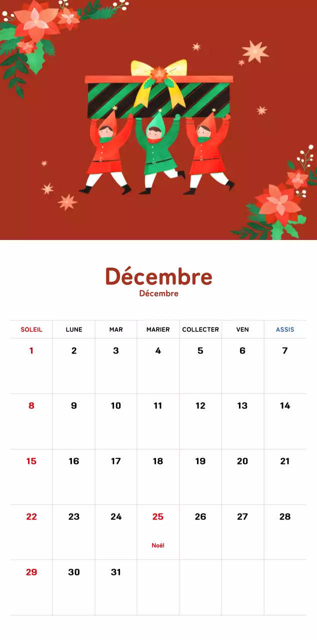 Un calendrier du Nouvel An chaleureux et illustré