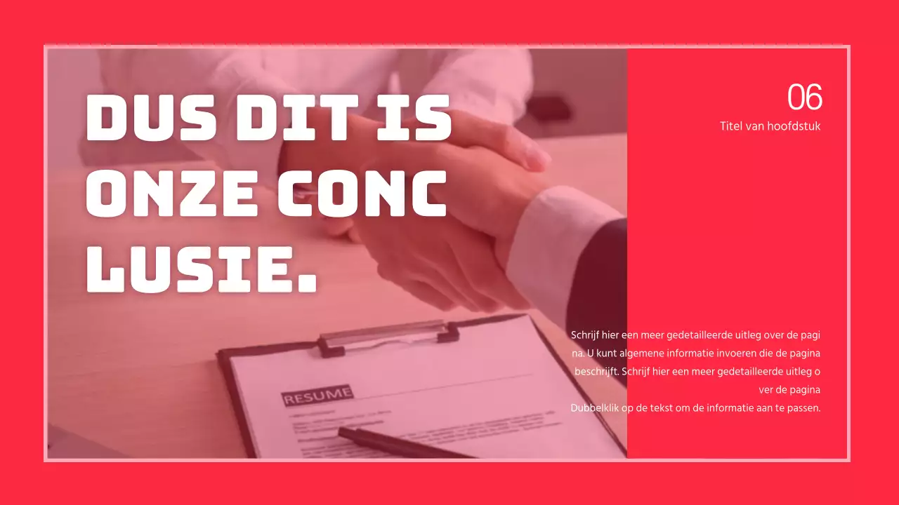 Discussiepresentatie van tekstmarkering en fotolay-out in rood