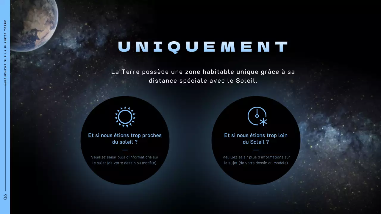 Thème de l'espace avec des photos de l'espace sur fond noir