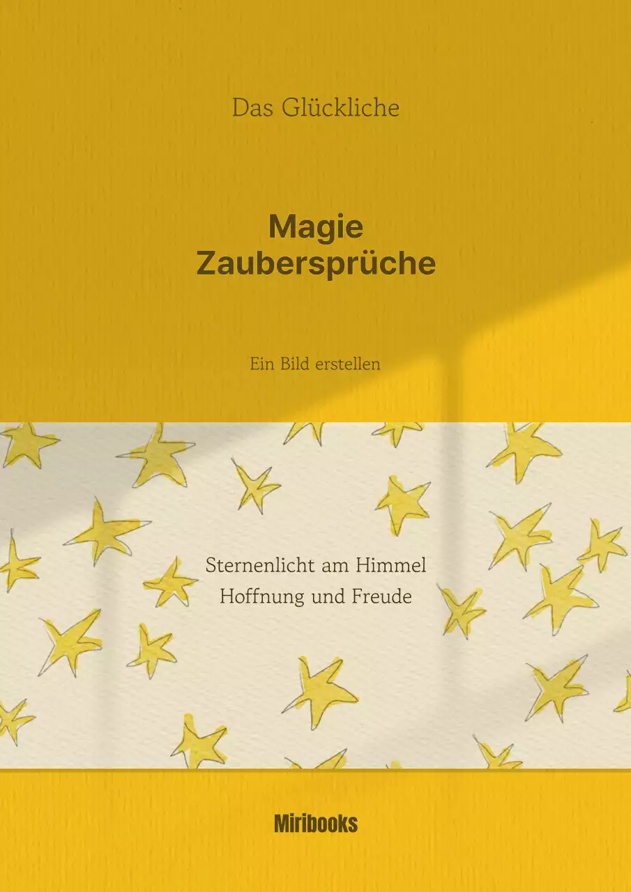 Glücksspruch mit gelbem Hintergrund und weißer Sternschärpe