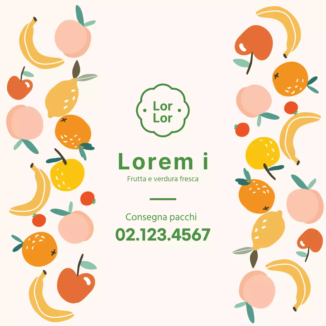 Illustrazione verde carino frutta fruttivendolo