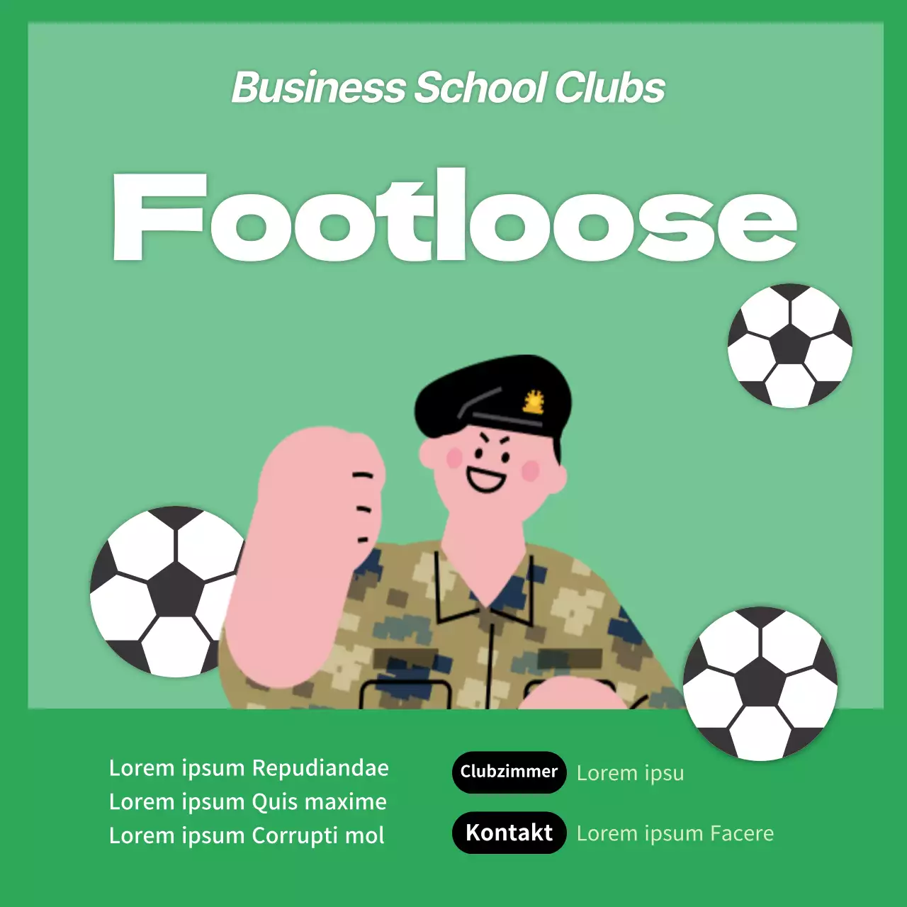  grün niedlich Soldat Illustration Universität Club Werbe-Soldat cardnews