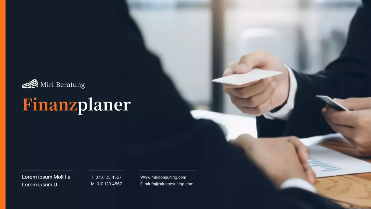 Finanzberatung in Orange und Grau