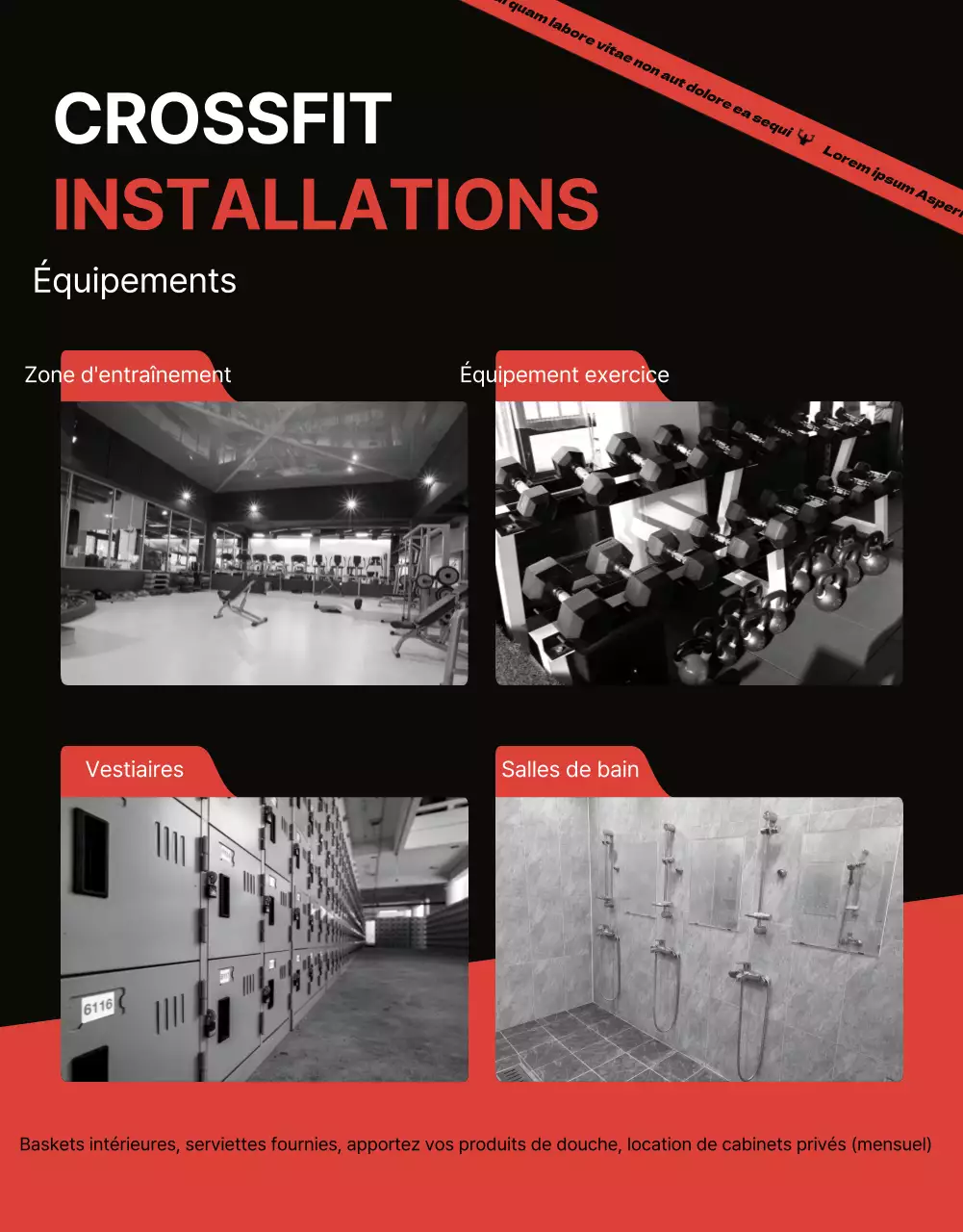 Promouvoir un événement de crossfit dans une salle de sport branchée en orange et noir