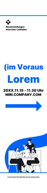 Einfache Illustration in Blau und Schwarz mit einer Wegbeschreibung zum Ort des Vorstellungsgesprächs