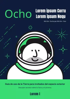 Tema de ilustración azul marino y verde Contenido sencillo relacionado con el espacio