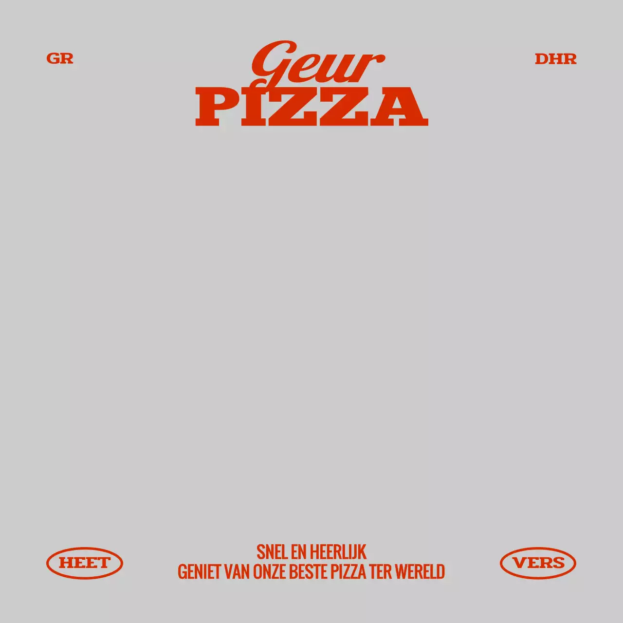 Een hip concept pizzeria met rode tekst
