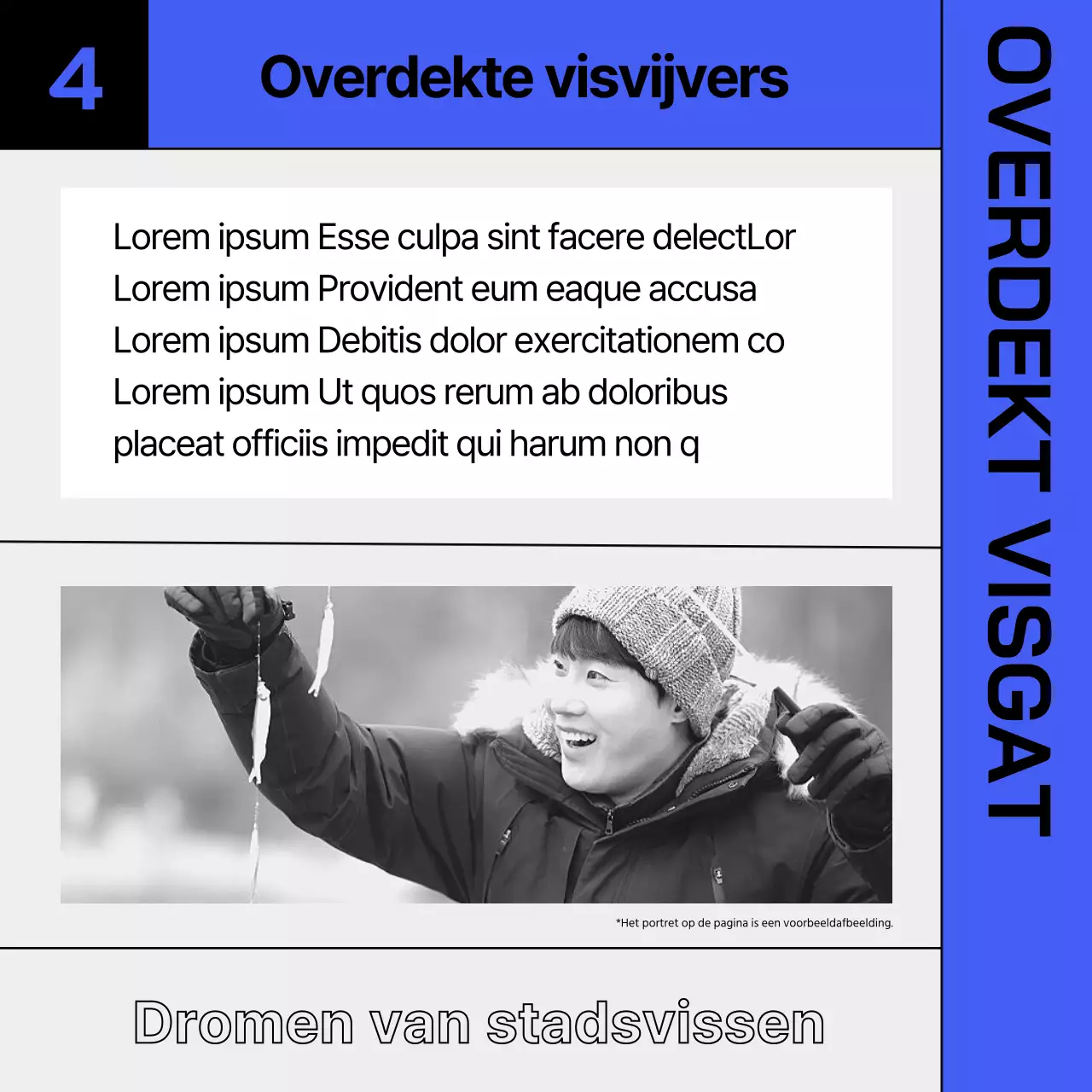 Winterse indoorsportinformatie in blauw en chartreuse