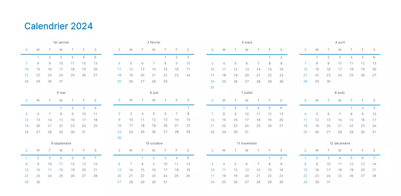 Calendrier de bureau blanc et simple