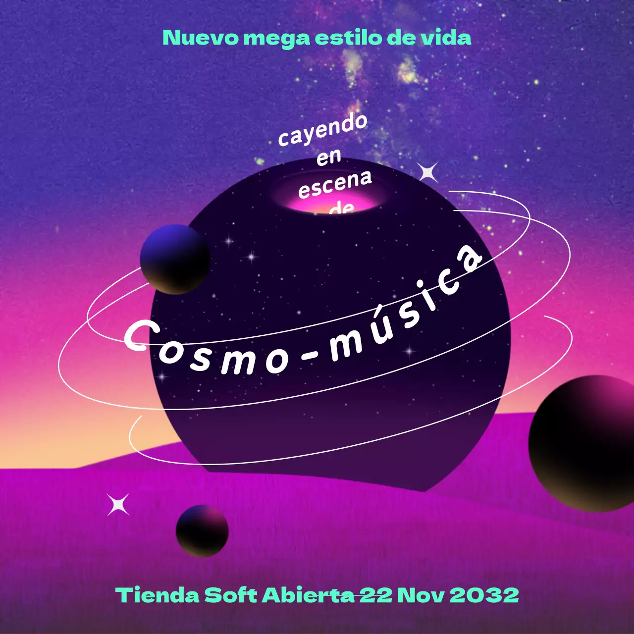 Portada del álbum conceptual Planeta espacial negro y morado