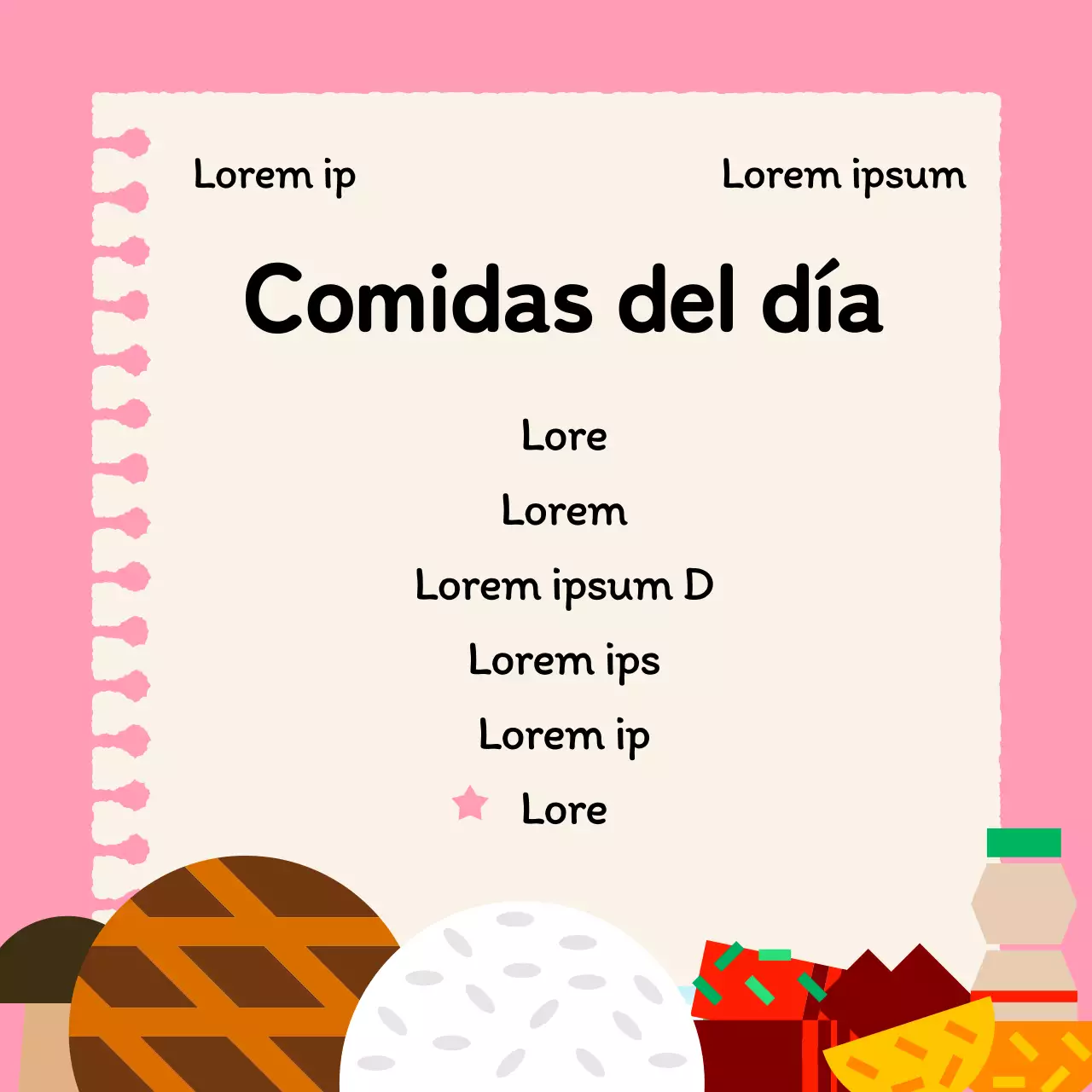 Guía de menús escolares en rosa y beige post