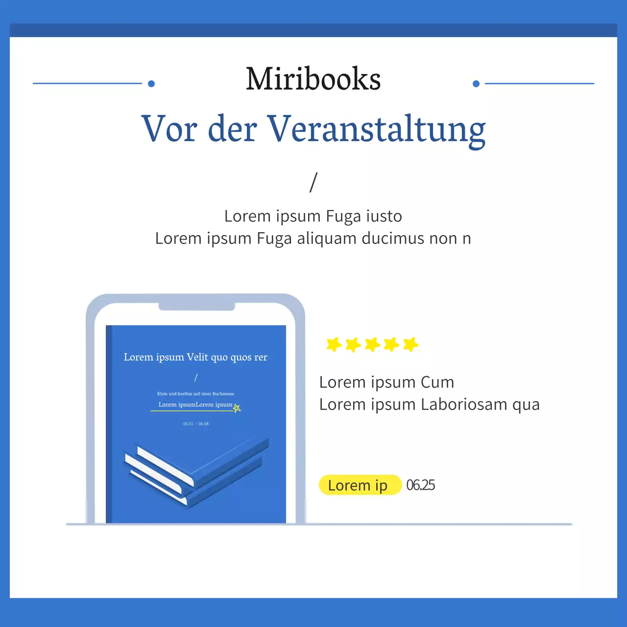 Ein Leitfaden für eine einfache Buchmesse in Blau und Weiß