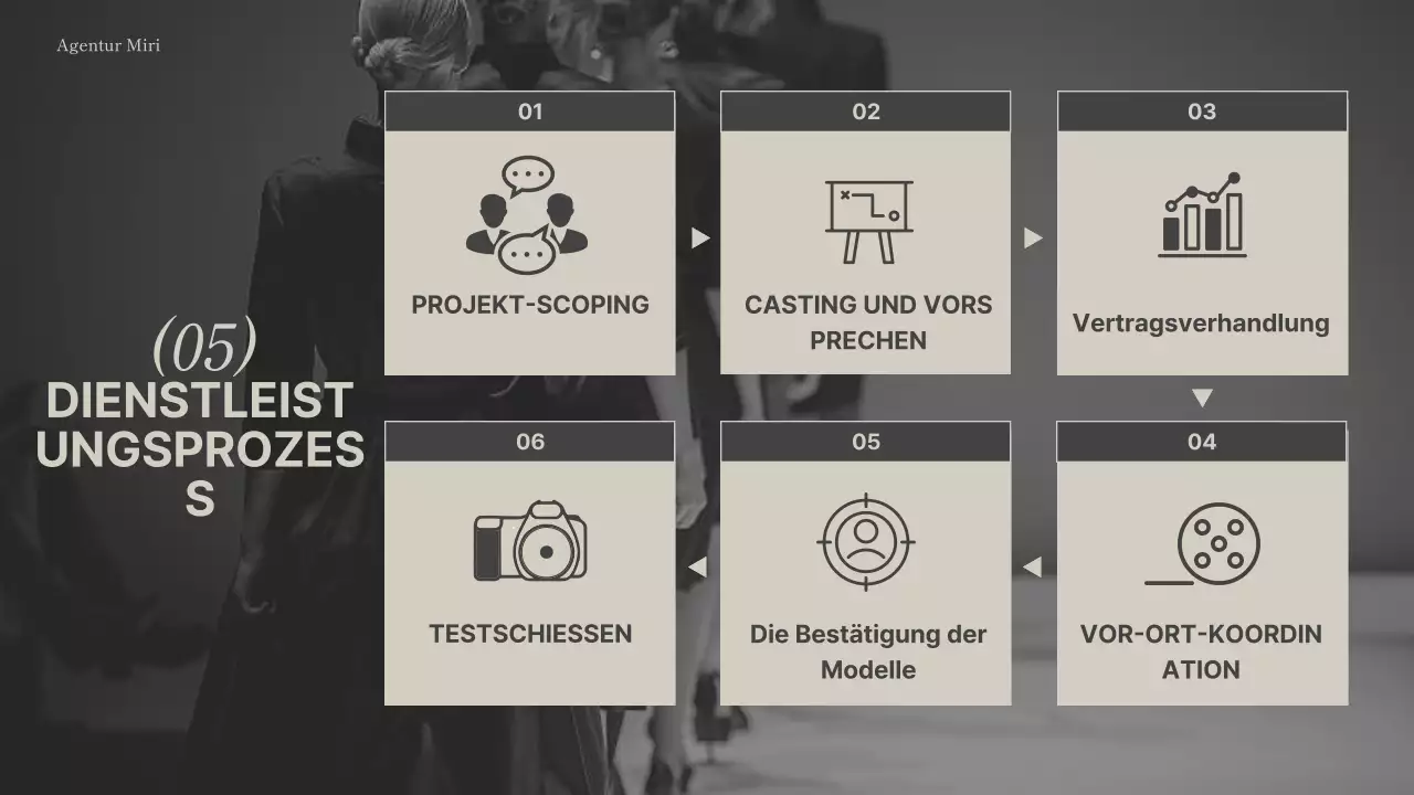 Modernes Anschreiben einer Modellierungsagentur in Grau