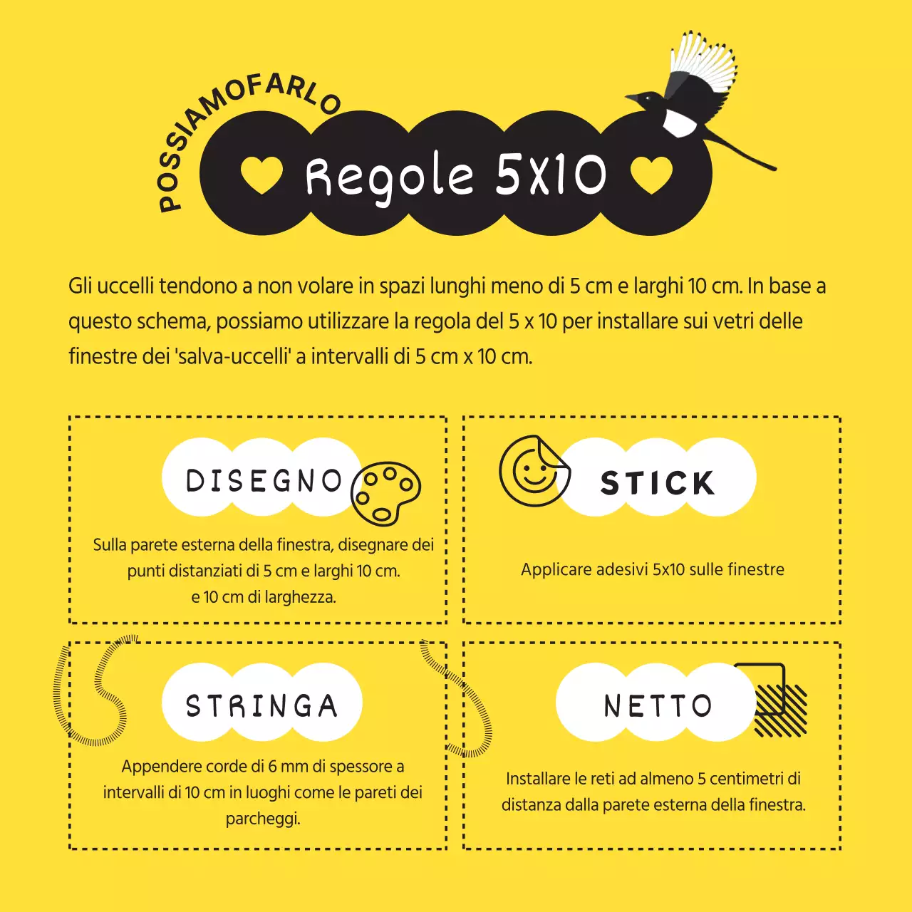 Ottenere un semplice uccello selvatico in nero e giallo