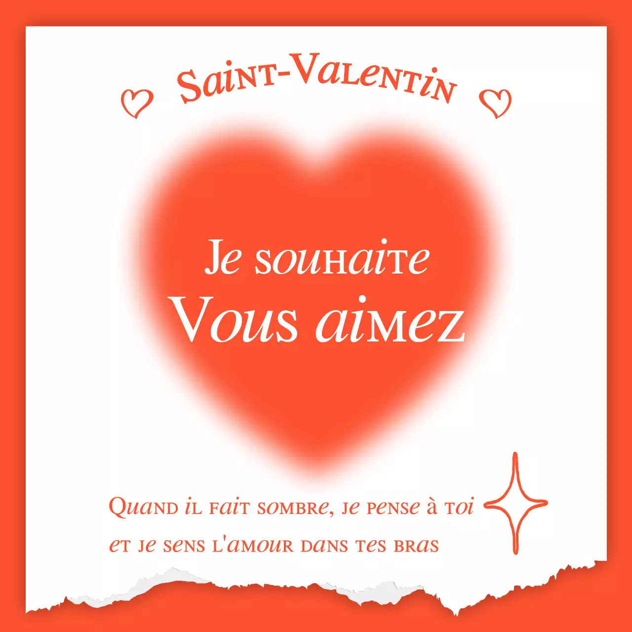Coeur dégradé Valentine sur fond orange