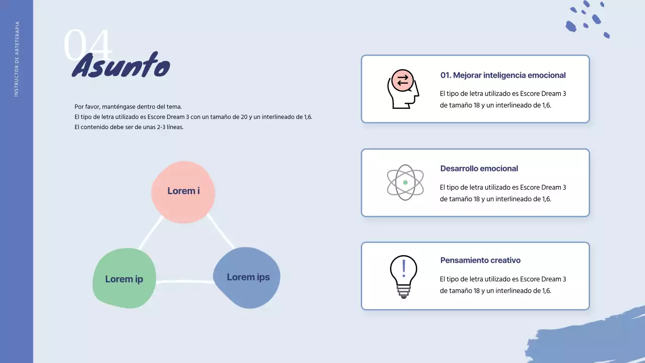 Portafolio de Instructor de Arte Psicoterapia en Azul y Celeste