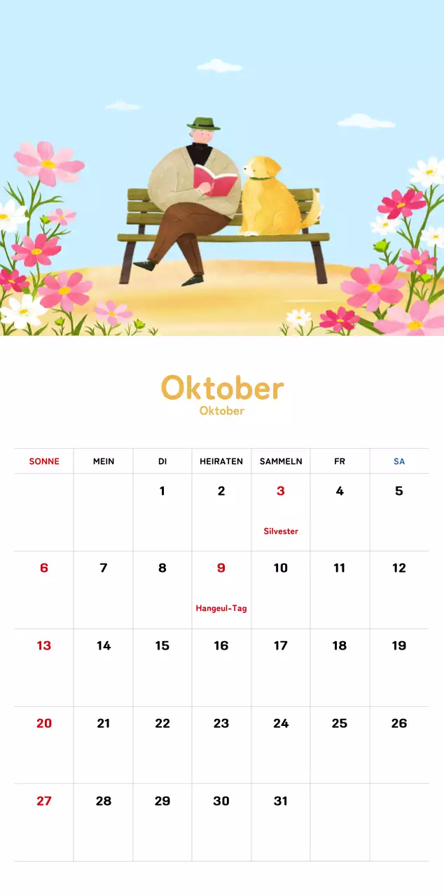 Ein warmer, illustrierter Kalender für das neue Jahr