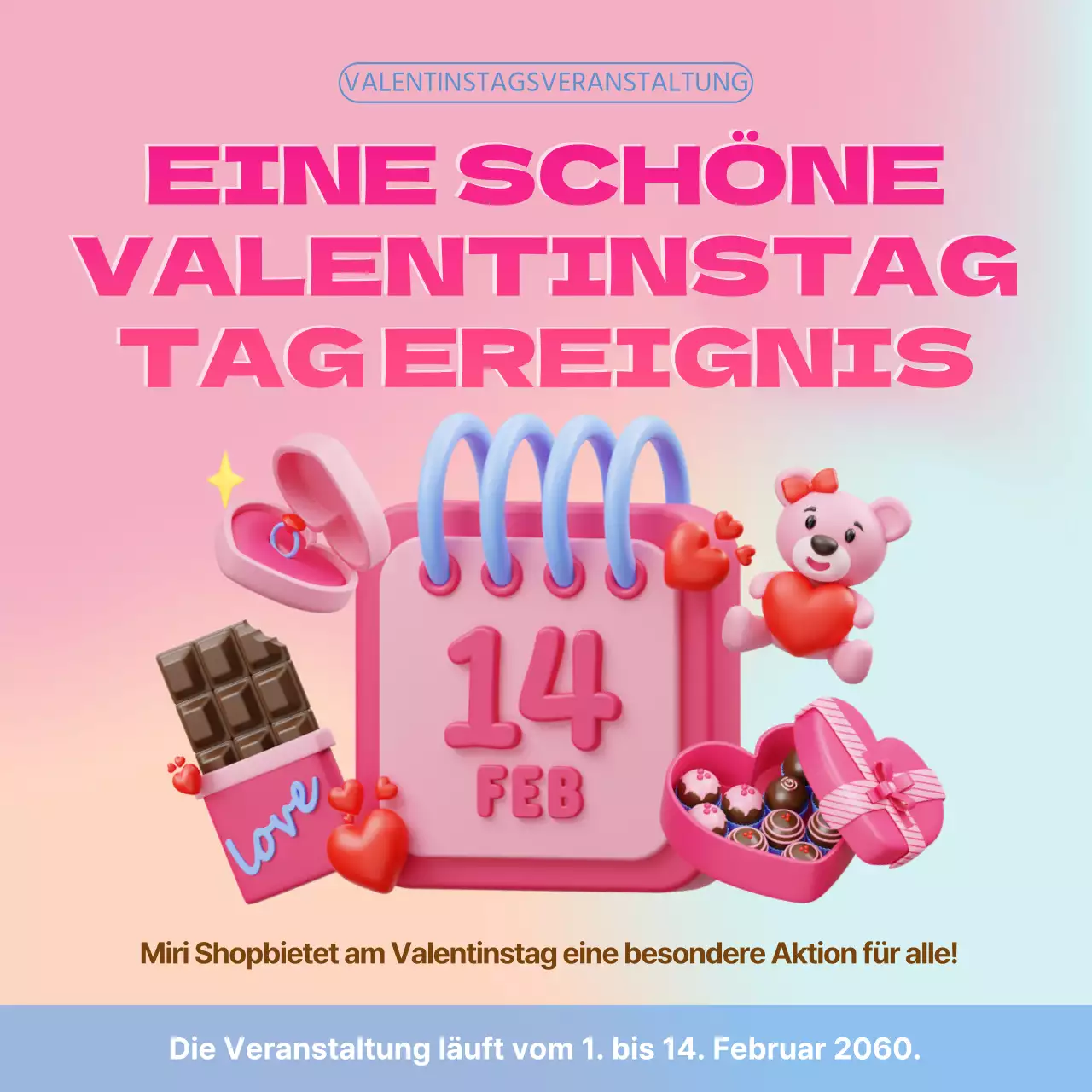 3D-Valentinstag in Rosa