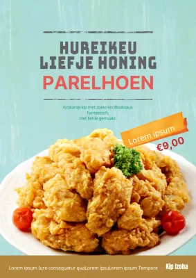 Een nieuw menu promoten met een mintkleurige karaage-foto