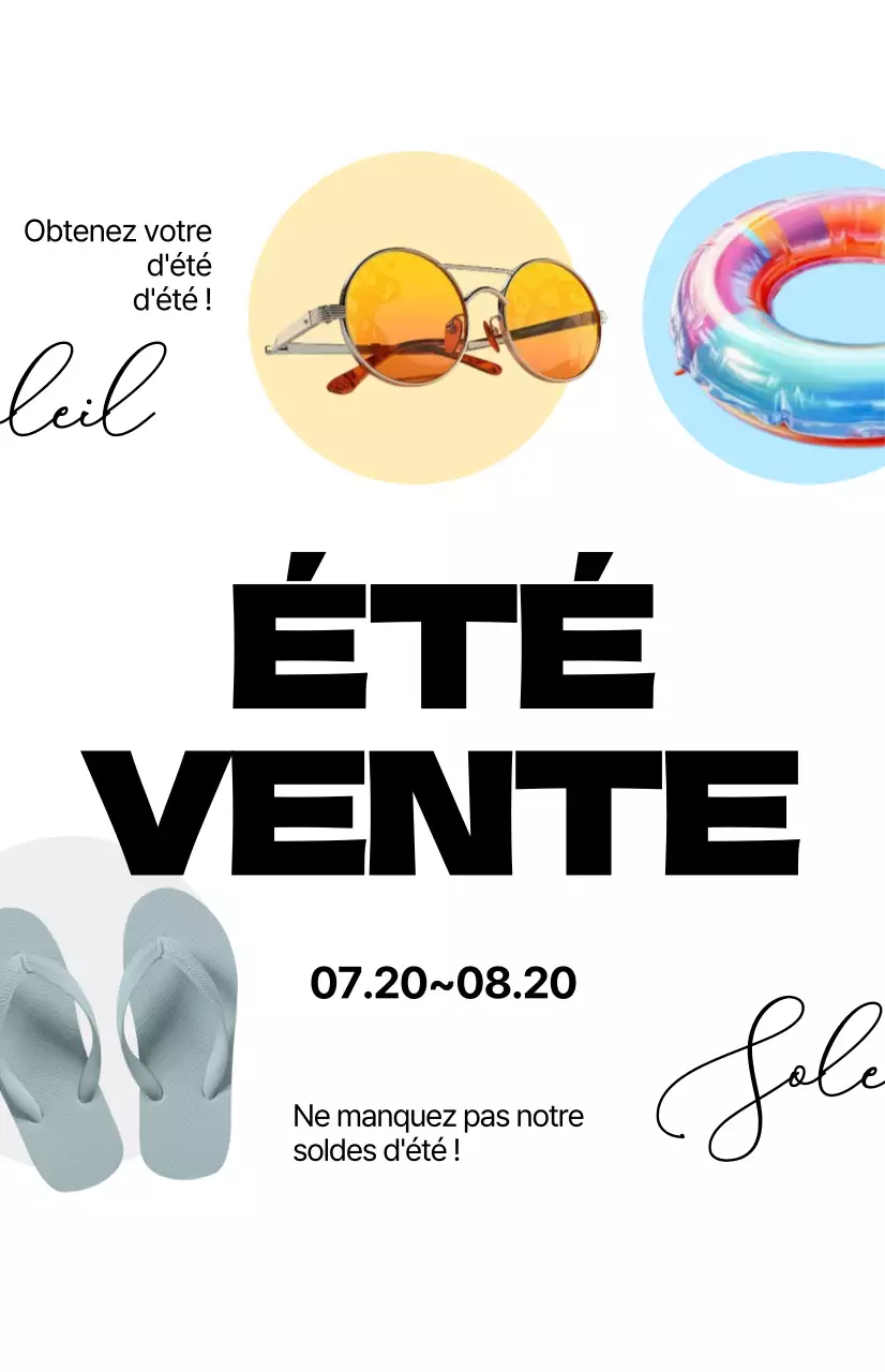 Faites la promotion de vos soldes d'été avec de la calligraphie sur fond blanc.