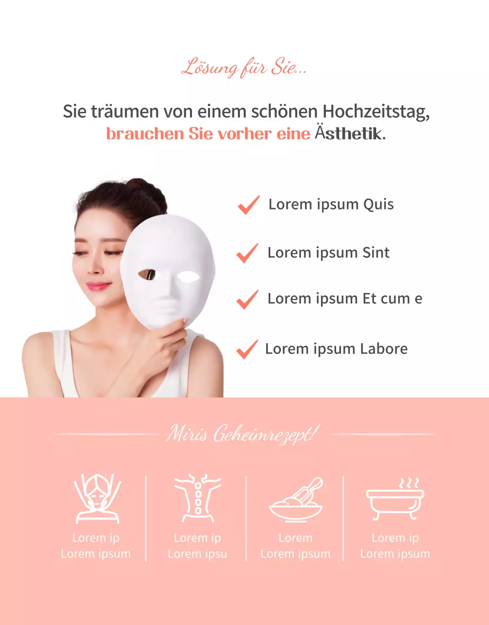 Luxuriöse Hochzeitspflege in Pfirsichrosa (Detailseite)