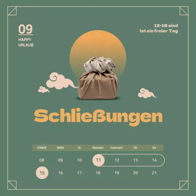 Feiertagsschließungen