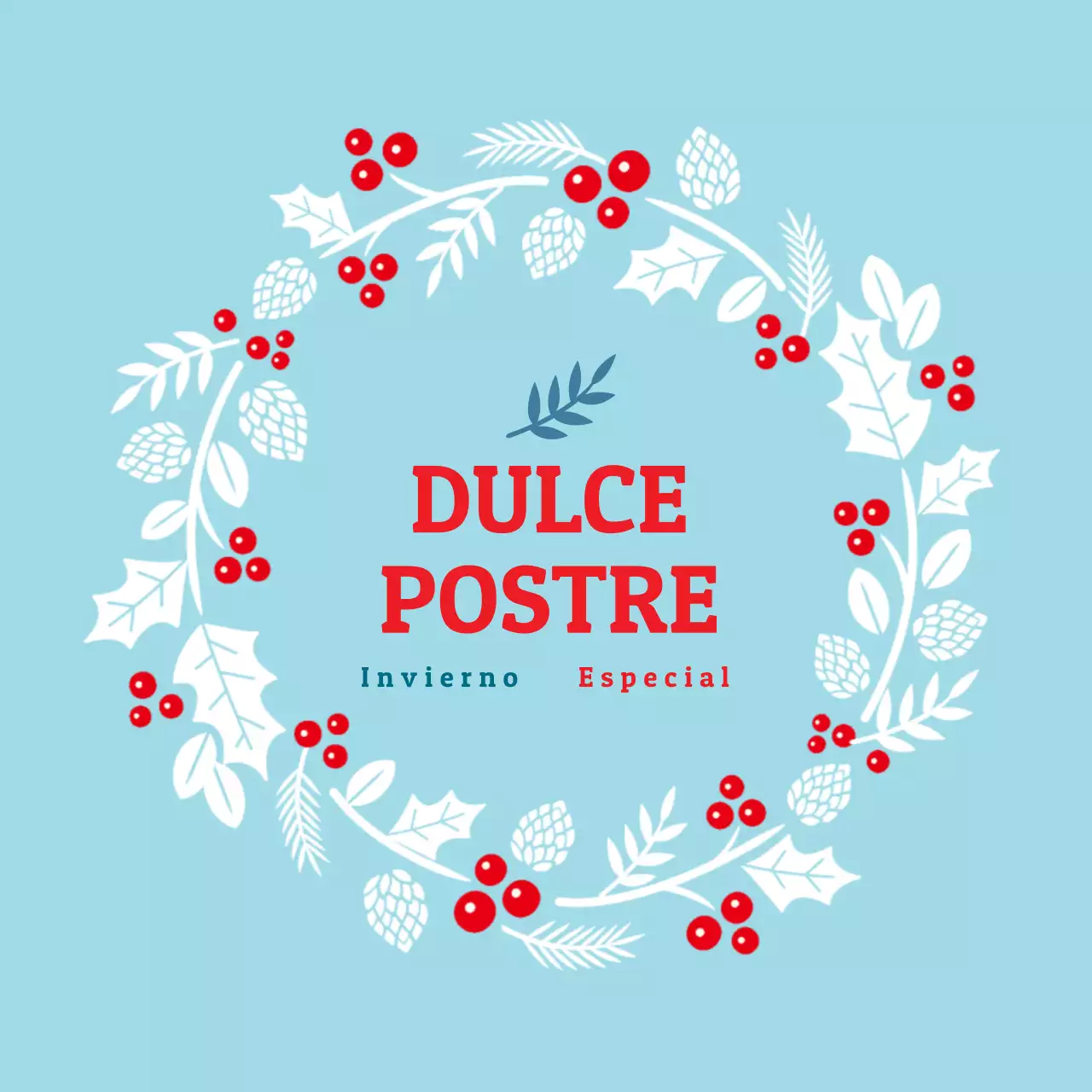 Etiqueta azul claro ilustrada para postres navideños