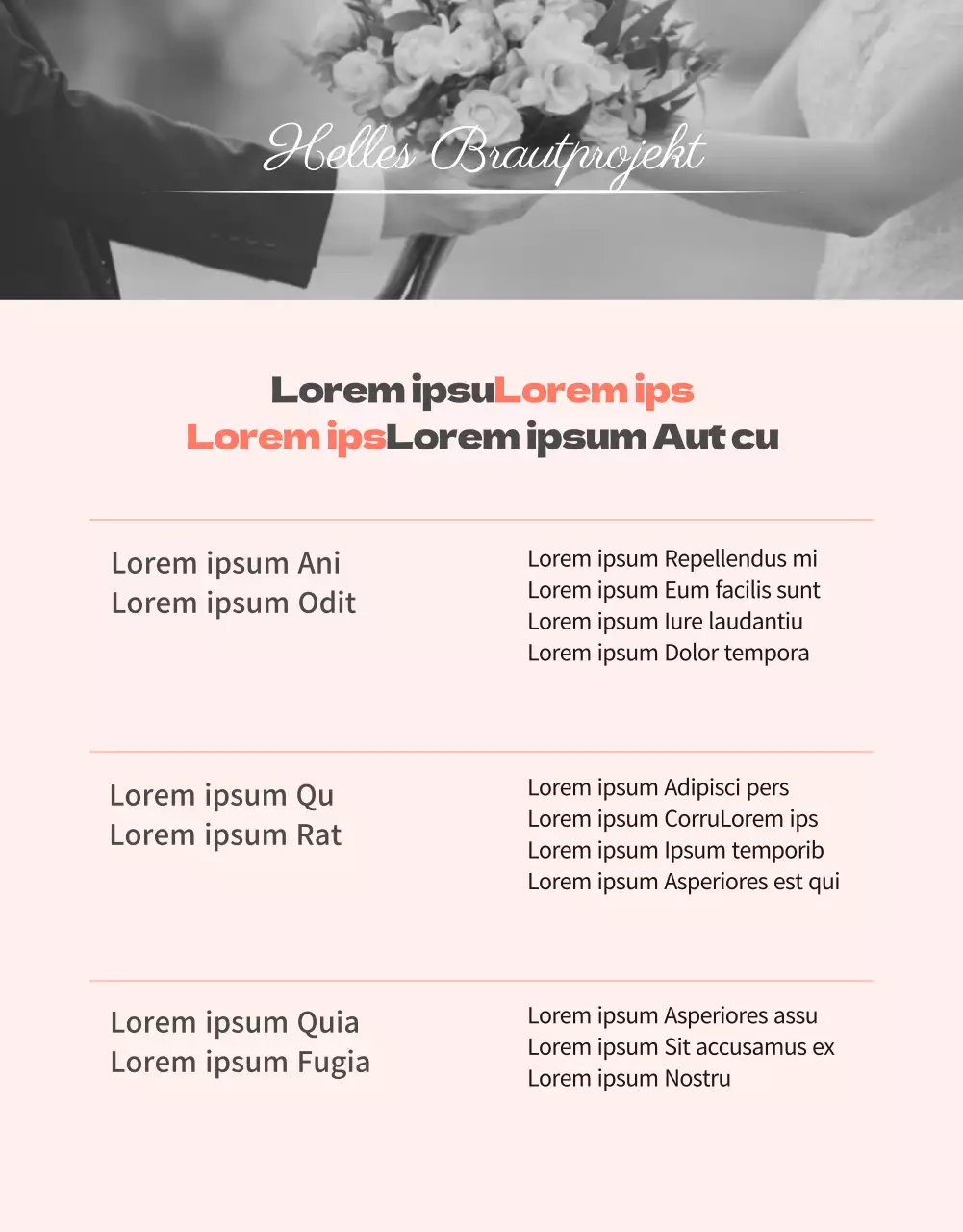 Luxuriöse Hochzeitspflege in Pfirsichrosa (Detailseite)