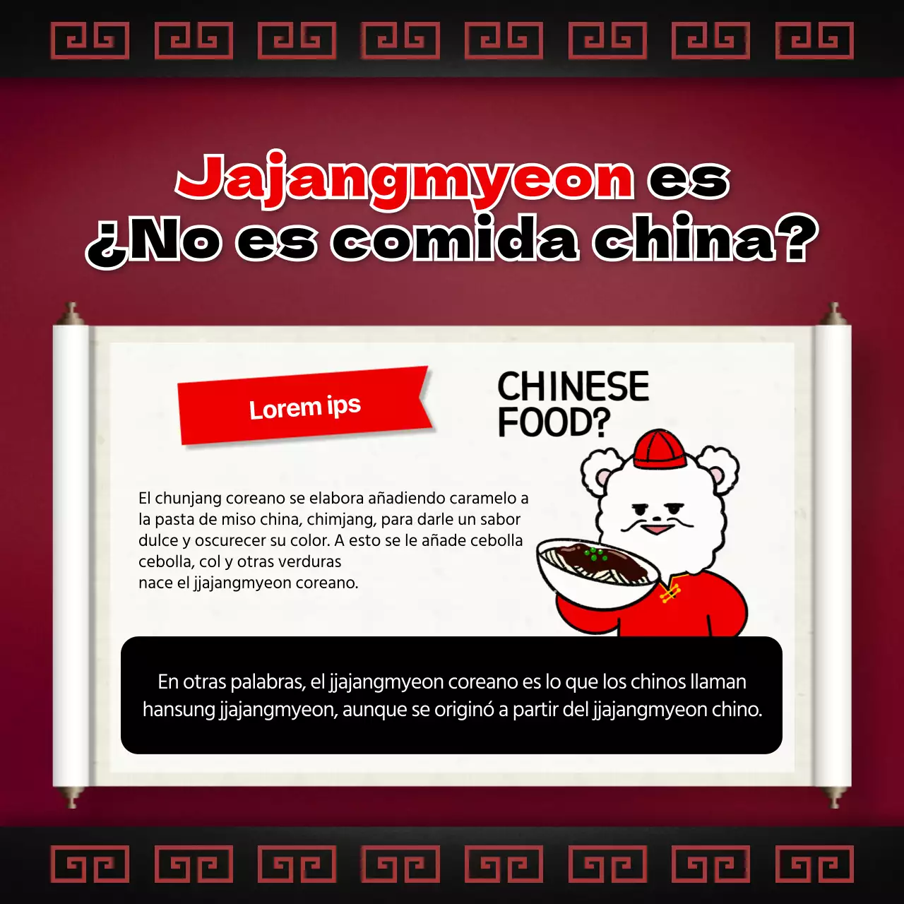 Pergaminos rojos promocionan el lanzamiento del tradicional kit de comida Jajangmyeon del Día Negro