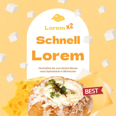 Werbung für die Einführung einer neuen Speisekarte mit gelber Farbgebung