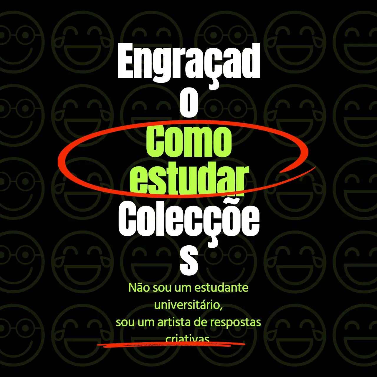 Um modelo de conteúdo de guia de estudo simples, preto e fluorescente