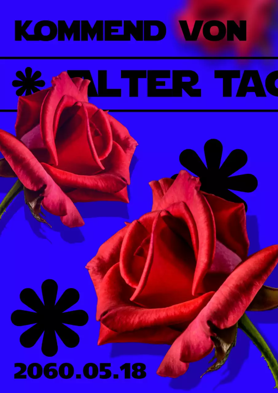 Ein Leitfaden zum Valentinstag mit einem kühnen Rosenkonzept in Blau und Rot