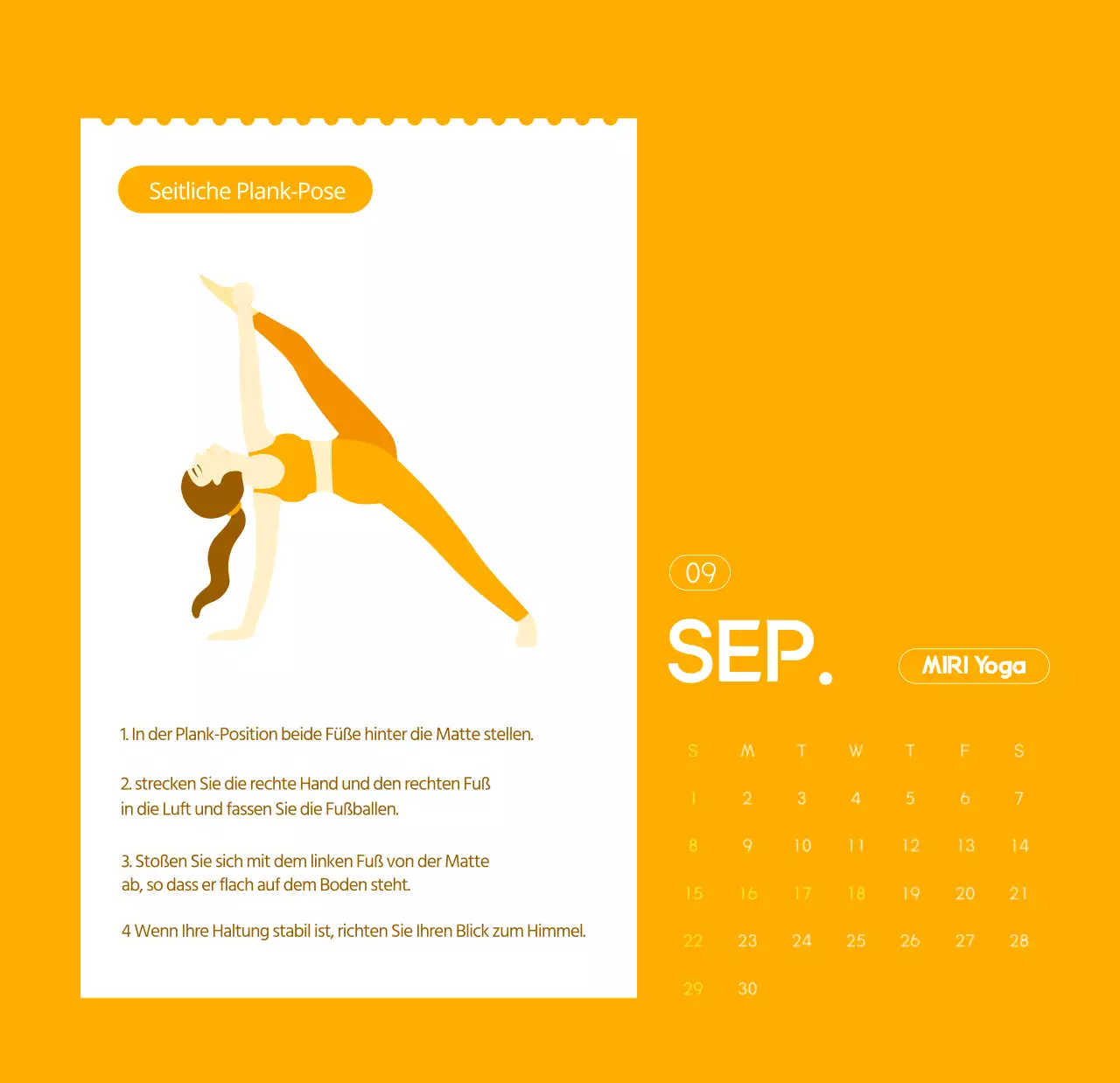 Orangefarbene Kalender zum Verschenken bei der Werbung für Ihr Yogastudio