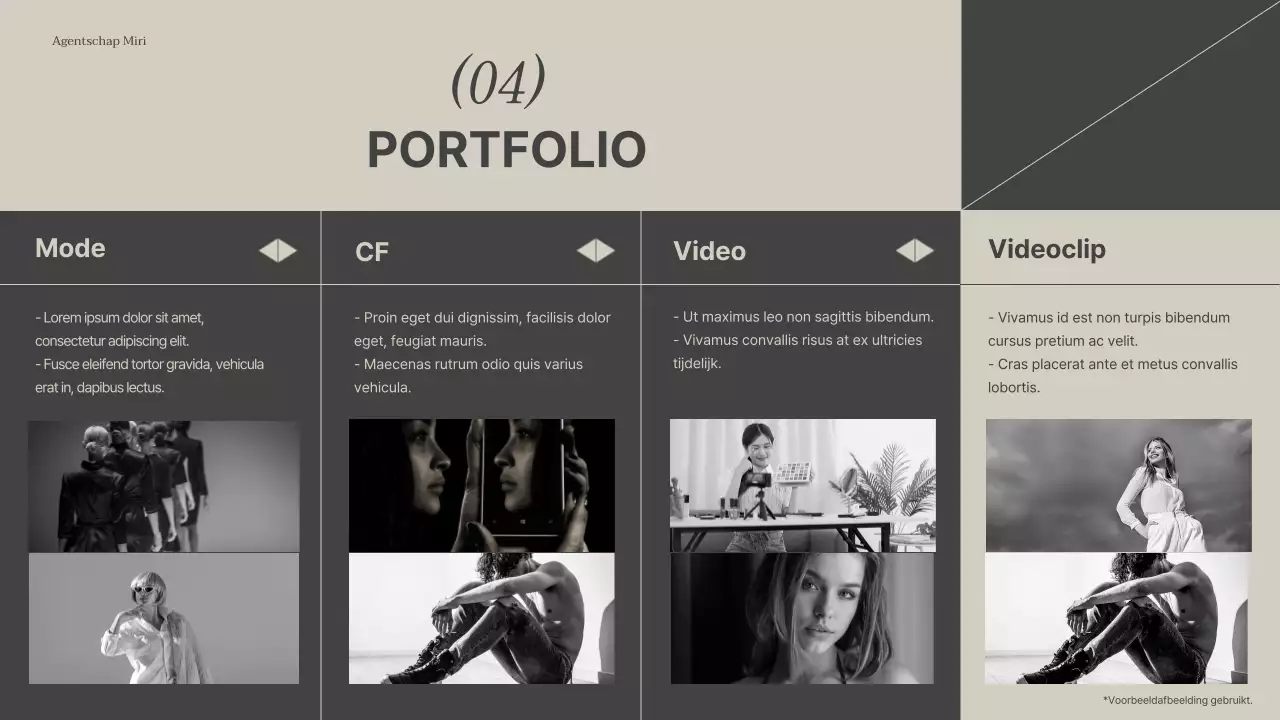 Sollicitatiebrief voor modern modellenbureau in grijs