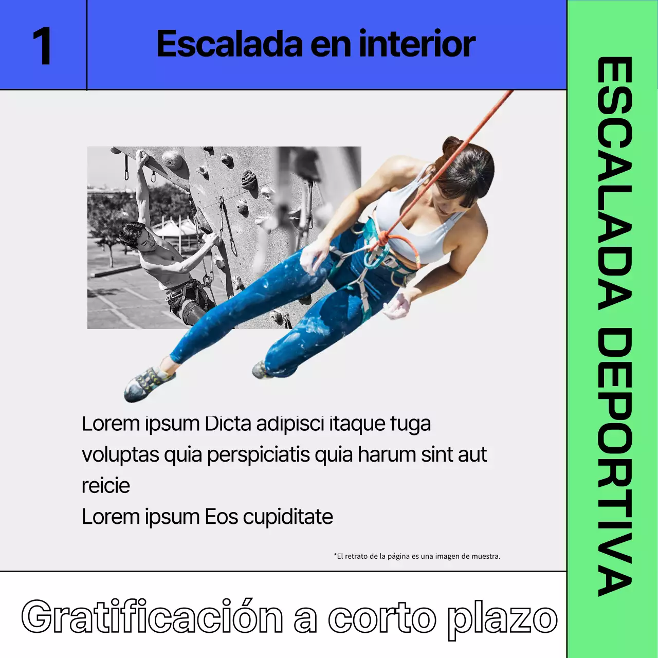 Información sobre deportes de invierno de interior en azul y chartreuse