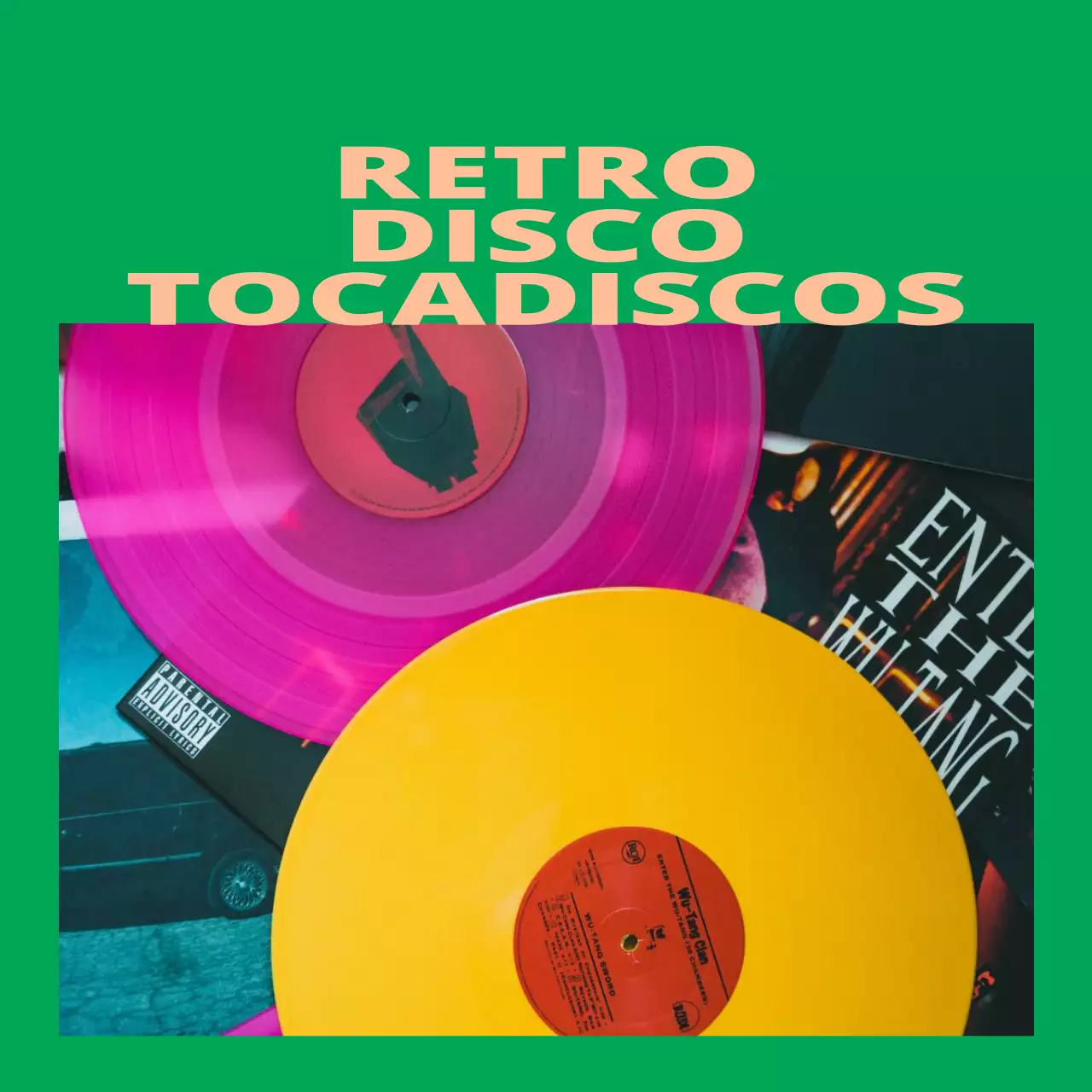 Mercancía de concepto moderno con marcos y fotos que utilizan colores llamativos y de alta saturación.