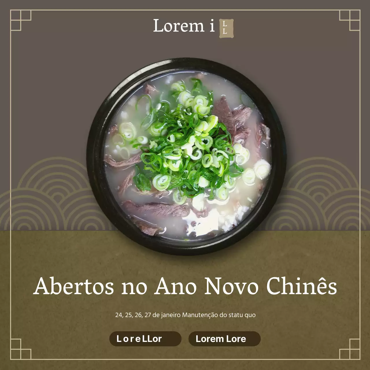 Restaurante de luxo Brown para as férias do Ano Novo Lunar Feed do Instagram