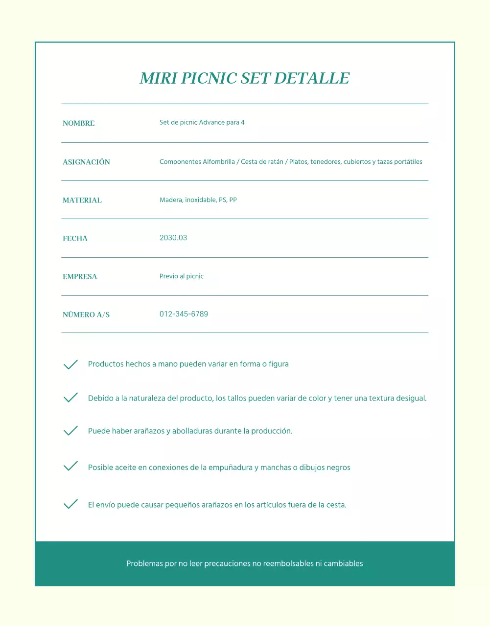 Ya está a la venta un sencillo set de picnic primaveral en verde y amarillo