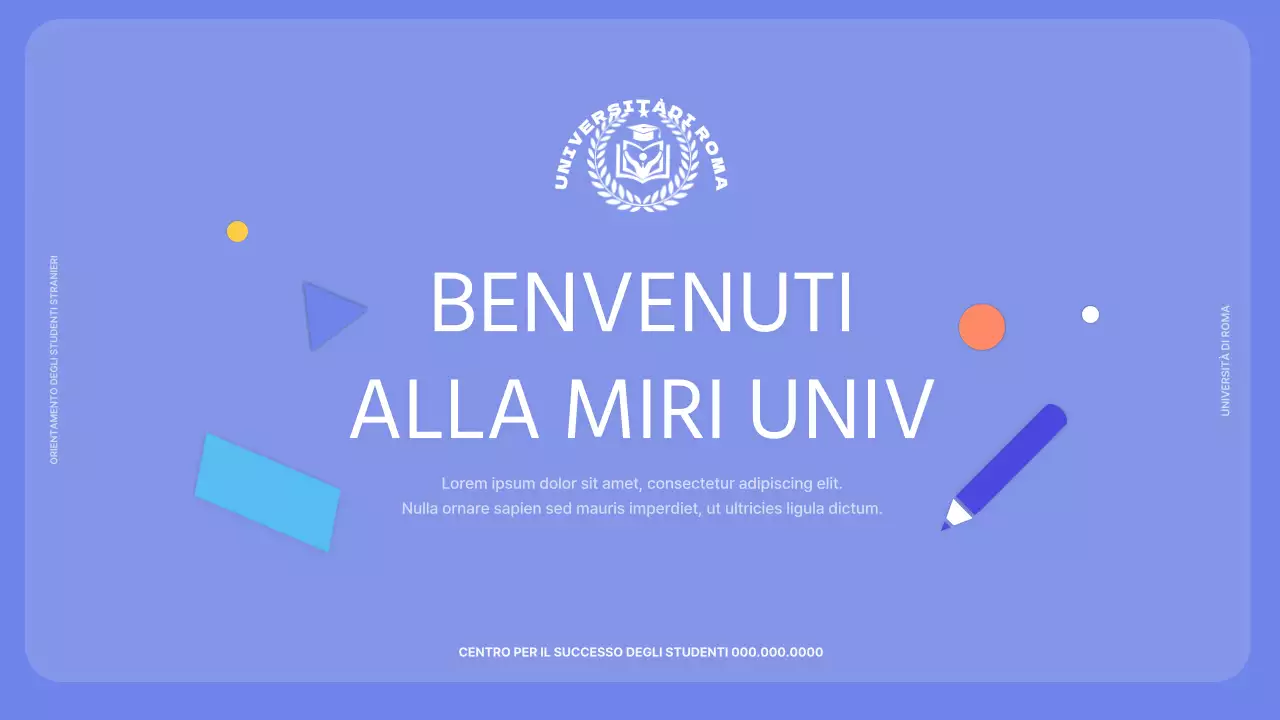 Orientamento internazionale per gli studenti in tonalità malva e vivace