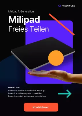 Kostenloses abstraktes Tablet-Pad in Schwarz und leuchtenden Farben zu verschenken