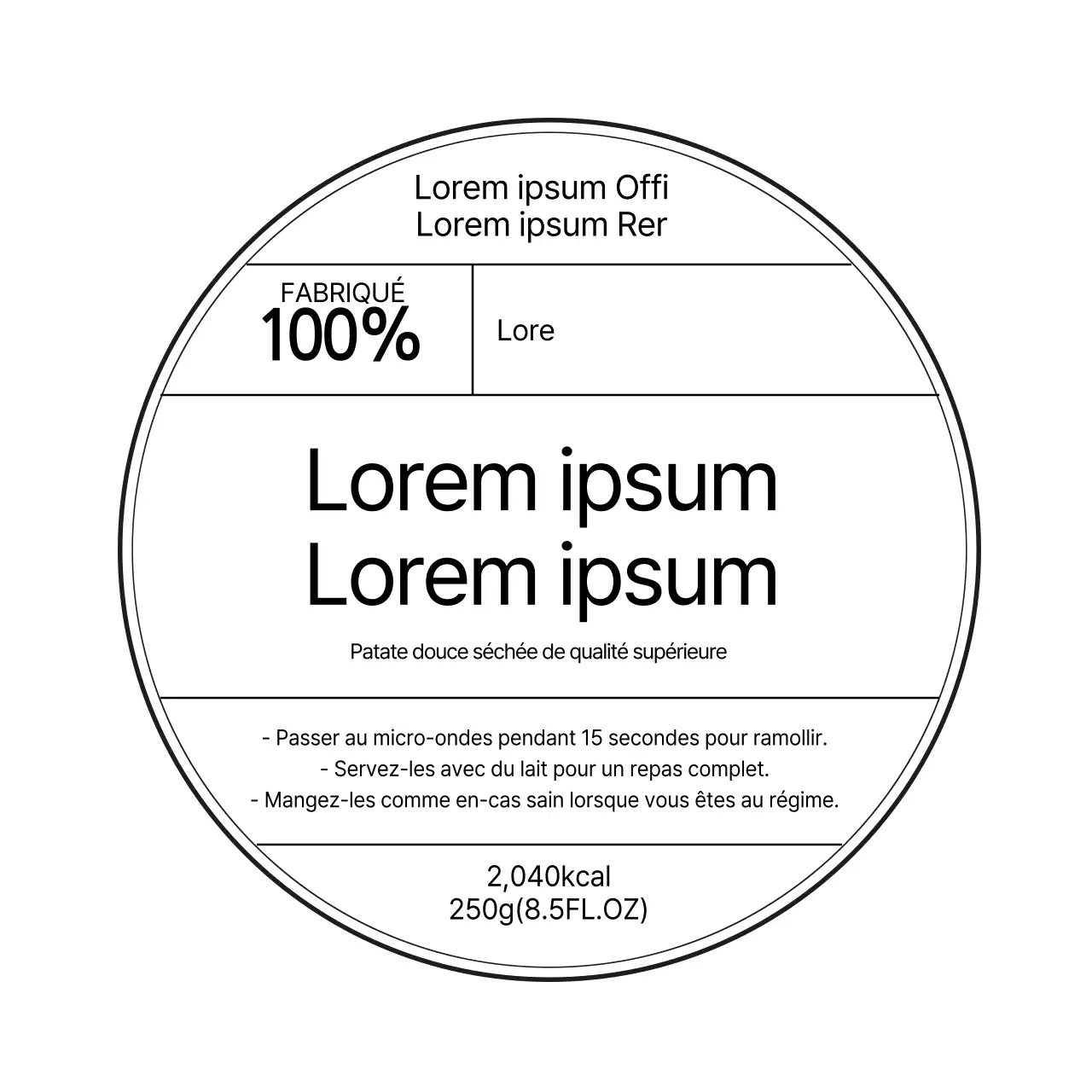 étiquette simple de confiserie alimentaire à ligne blanche