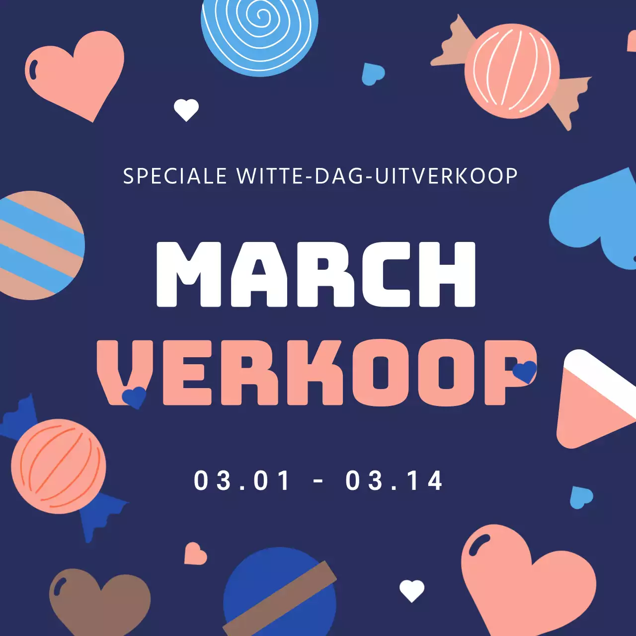 Witte aanbiedingen in blauw en roze