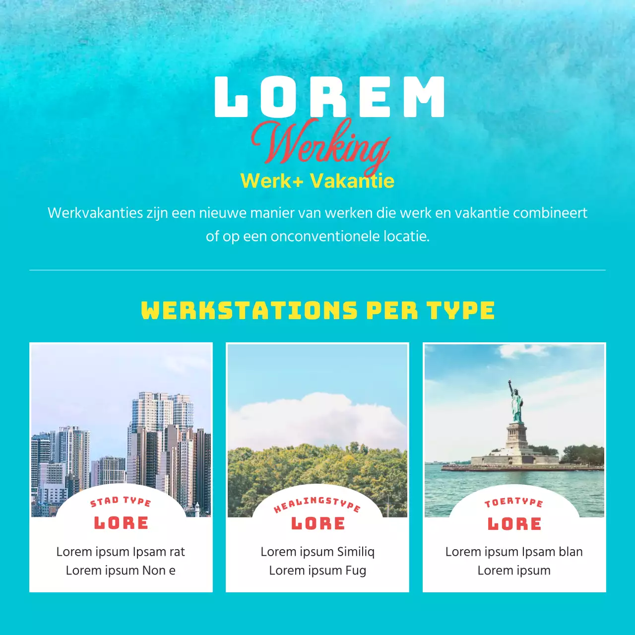 Een koele, heldere blauwe en gele kantoorwerkplek