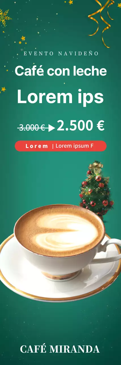 Anuncio de café navideño con foto verde