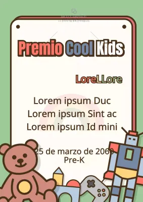 Premio de alabanza a los niños en estilo de fondo de juguete lindo de menta